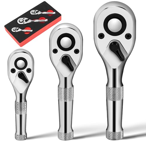 PHMNZIP 3tlg Mini Ratschen Set Umschaltknarre 1/4" 3/8" 1/2" Feinverzahnte Knarre Ratschengriff mit 72 Zähnen aus CrV-Stahl Kleiner Schnellspanner für Steckschlüssel Ratschensatz für Enge Räume PHMNZIP 3tlg Mini Ratschen Set Umschaltknarre 1/4" 3/8" 1/2" Feinverzahnte Knarre Ratschengriff mit 72 Zähnen aus CrV-Stahl Kleiner Schnellspanner für Steckschlüssel Ratschensatz für Enge Räume von PHMNZIP