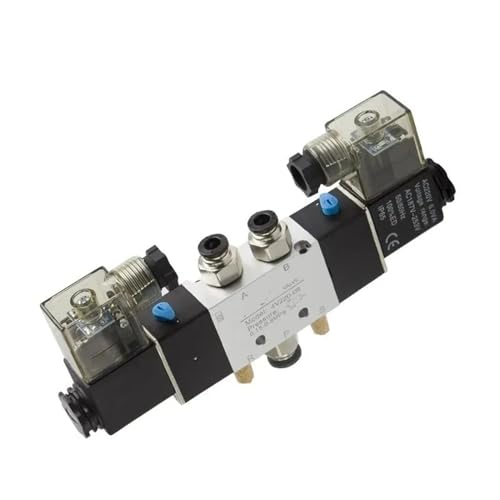 4V120-06 4V420-15 4V320-10 Luftpneumatisches Magnetventil 5 Wege 2 Positionen 1/4 Zoll Aluminiumlegierung intern DC12V DC24V AC110V AC220V(4V420-15 DC24,No fittings) von PHNOITPQ