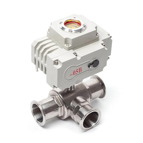 51mm 3-Wege-Sanitär-Hochplattform-Elektrokugelhähne 220 V 110 V 12 V Edelstahl Tri-Clamp Ferrule Typ Motorisierter Kugelhahn(L TYPE-12VDC) von PHNOITPQ