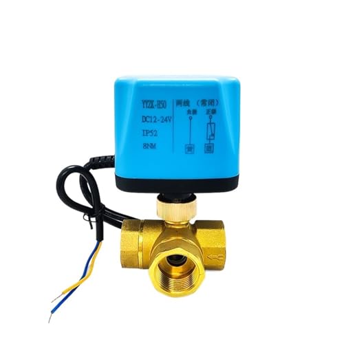 Elektrischer Kugelhahn aus Messing, 3/4 Zoll, zwei Drähte, drei Wege, normalerweise geschlossen, normalerweise offen, 220 V, 24 V, 12 V, Schaltventil, Wasserventil(DC12V-NORMALLY CLOSED) von PHNOITPQ