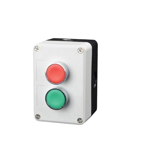 Neu XB2 Metallknopfschalter Steuerkasten Start Stop Industrielle Identifikation Symbol selbstrückstellender kreisförmiger Not-Aus-Schalter(2Hole) von PHNOITPQ