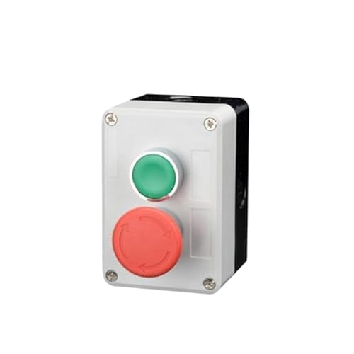 Neu XB2 Metallknopfschalter Steuerkasten Start Stop Industrielle Identifikation Symbol selbstrückstellender kreisförmiger Not-Aus-Schalter(2Hole-01) von PHNOITPQ