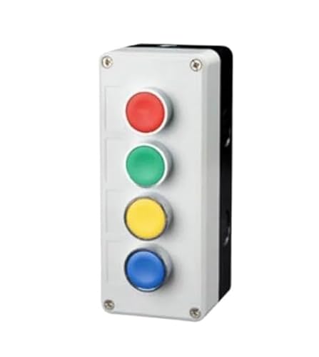 Neu XB2 Metallknopfschalter Steuerkasten Start Stop Industrielle Identifikation Symbol selbstrückstellender kreisförmiger Not-Aus-Schalter(4Hole-01) von PHNOITPQ