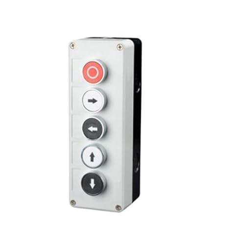 Neu XB2 Metallknopfschalter Steuerkasten Start Stop Industrielle Identifikation Symbol selbstrückstellender kreisförmiger Not-Aus-Schalter(5Hole-02) von PHNOITPQ