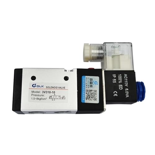 PHNOITPQ 3V310-10 Pneumatisches Magnetluftventil 3-Wege-2-Positions-Steuerluft-Gas-Magnetventil 12V 24V 220V Spulenspannung(3V310 10 AC110V,with 10mm Fittings) von PHNOITPQ