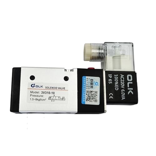 PHNOITPQ 3V310-10 Pneumatisches Magnetluftventil 3-Wege-2-Positions-Steuerluft-Gas-Magnetventil 12V 24V 220V Spulenspannung(3V310 10 AC220V,with 10mm Fittings) von PHNOITPQ
