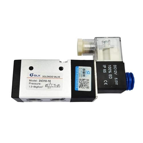 PHNOITPQ 3V310-10 Pneumatisches Magnetluftventil 3-Wege-2-Positions-Steuerluft-Gas-Magnetventil 12V 24V 220V Spulenspannung(3V310 10 DC12V,with 6mm Fittings) von PHNOITPQ