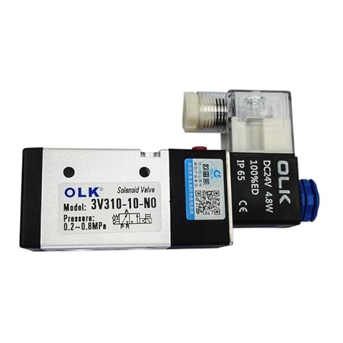 PHNOITPQ 3V310-10 Pneumatisches Magnetluftventil 3-Wege-2-Positions-Steuerluft-Gas-Magnetventil 12V 24V 220V Spulenspannung(3V310 10 NO DC24V,with 10mm Fittings) von PHNOITPQ