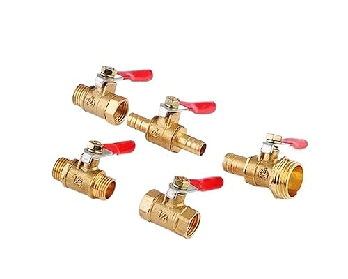 Schlauchtülle, Kraftstoff, Wasser, Luft, Messing, Kugelhahn, Erdgasventil, BSP, roter Griff, Gewindeanschluss, 10 Stück(3l8 Female 8mm) von PHNOITPQ