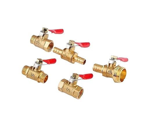 Schlauchtülle, Kraftstoff, Wasser, Luft, Messing, Kugelhahn, Erdgasventil, BSP, roter Griff, Gewindeanschluss, 5 Stück(1l2 Female 8mm) von PHNOITPQ