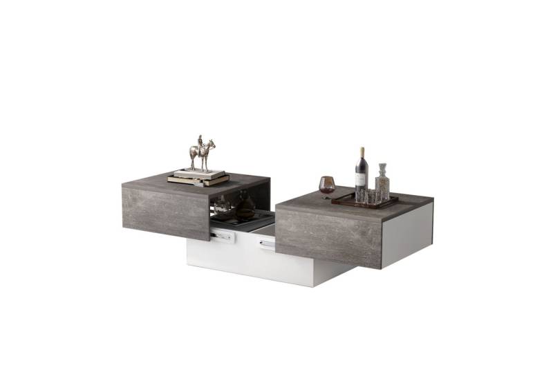 PHOEBE CAT Couchtisch, Wohnzimmertisch ausziehbar, mit 2 Staufächern, (102-159)x60x40cm, Grau von PHOEBE CAT