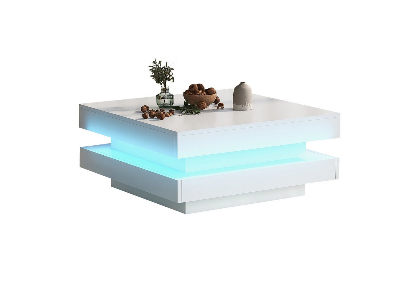 PHOEBE CAT Couchtisch (Beistelltisch, Hochglanz Wohnzimmertisch), mit drehbarer Platte, Moderner Techno-Stil, 16-farbigem LED-Licht, USB von PHOEBE CAT