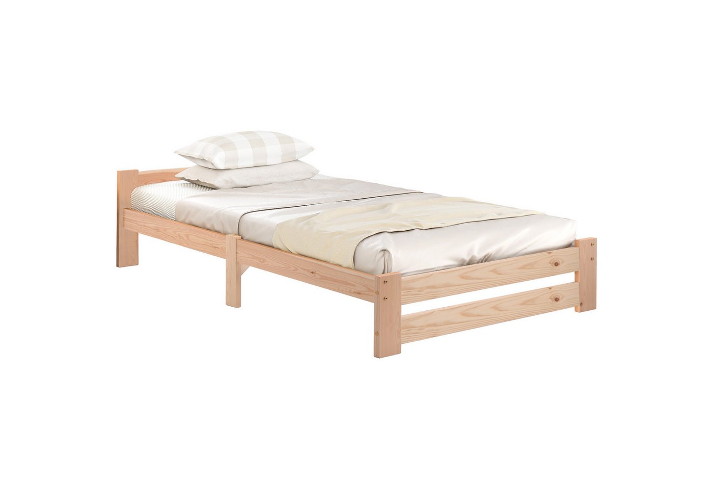 PHOEBE CAT Futonbett, Massivholzbett Einzelbett mit Kopfteil und Lattenrost, 200x90cm von PHOEBE CAT