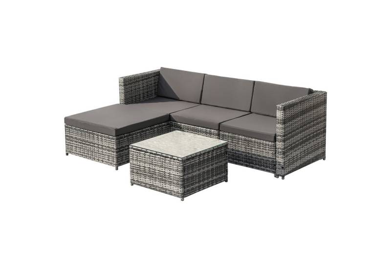 PHOEBE CAT Gartenlounge-Set, (5-tlg., Gartenmöbel Set für 4 Personen), Polyrattan Sitzgruppe mit Garten-Sofa, Garten-Tisch und Hocker von PHOEBE CAT