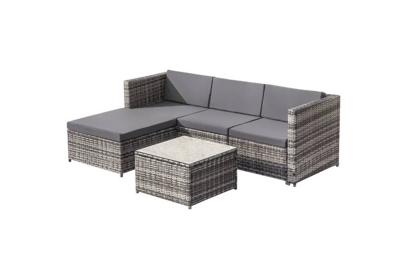 PHOEBE CAT Gartenlounge-Set, (5-tlg., Gartenmöbel Set für 4 Personen), Polyrattan Sitzgruppe mit Garten-Sofa, Garten-Tisch und Hocker von PHOEBE CAT