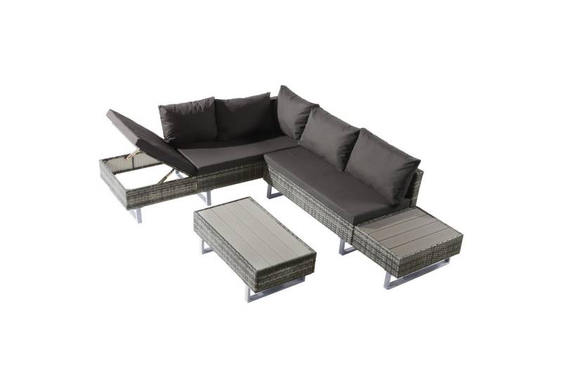 PHOEBE CAT Gartenlounge-Set, (Sitzgruppe), Polyrattan Sitzgarnitur, Ecksofa mit Liegefunktion, Tisch, Stahlrahmen von PHOEBE CAT