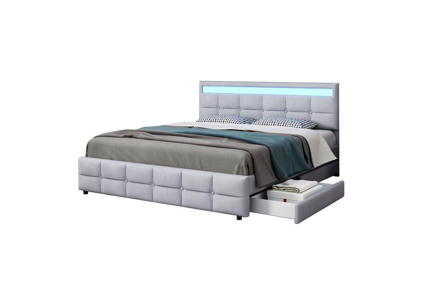 PHOEBE CAT Polsterbett, LED Doppelbett Funktionsbett mit 4 Schubladen, Samt, ohne Matratze PHOEBE CAT Polsterbett, LED Doppelbett Funktionsbett mit 4 Schubladen, Samt, ohne Matratze von PHOEBE CAT