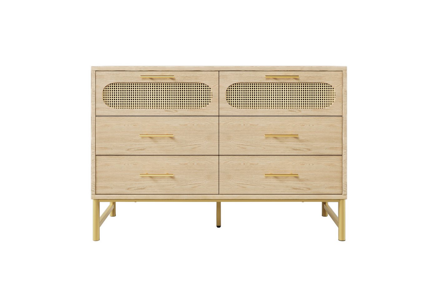 PHOEBE CAT Sideboard, Rattan Kommode mit 6 Schubladen, Metallgriffe, Kippschutz, 120x40x74cm PHOEBE CAT Sideboard, Rattan Kommode mit 6 Schubladen, Metallgriffe, Kippschutz, 120x40x74cm von PHOEBE CAT