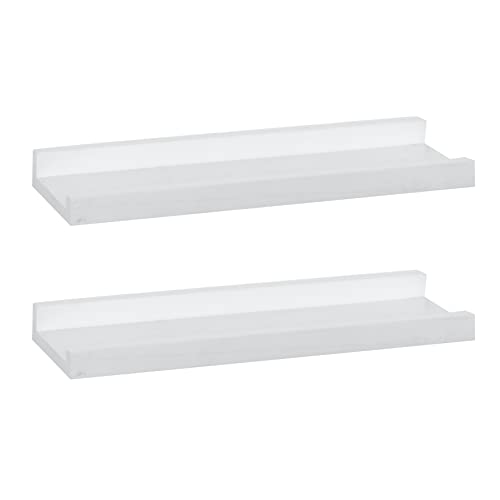 PHOENANCEE Hängeregale Dekoration, breites Wandregal, Holzregal für Badezimmer, Schlafzimmer, Küche, Regale, 43 x 13 x 4 cm, 2er-Set, Wetterweiß von PHOENANCEE