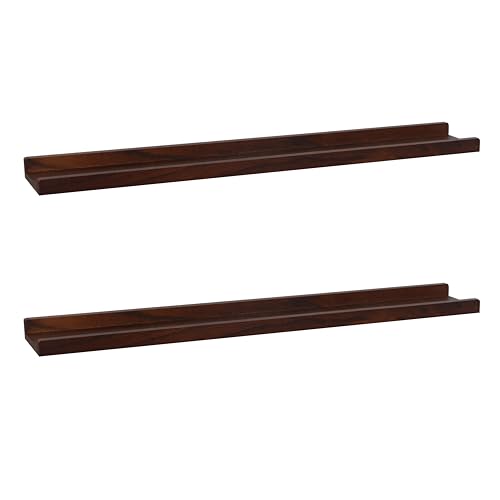 PHOENANCEE Decor Wandmontierte schwebende Regale, Hängeregal-Set, breite Holzwandregale für Wohnzimmer, 2er-Set, Walnuss, 91.5 x 13 x 4 cm von PHOENANCEE