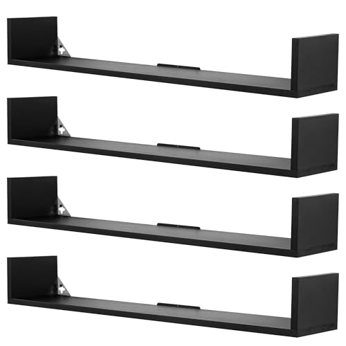 PHOENANCEE Schwebende Bücherregale, 81,3 cm, U-förmig, langes hängendes Bücherregal für die Wand, groß, rustikale Aufbewahrung, Bücherregale für Wohnzimmer, Küche, Bad, Büro, Set mit 4 Stück (schwarz) PHOENANCEE Schwebende Bücherregale, 81,3 cm, U-förmig, langes hängendes Bücherregal für die Wand, groß, rustikale Aufbewahrung, Bücherregale für Wohnzimmer, Küche, Bad, Büro, Set mit 4 Stück (schwarz) von PHOENANCEE
