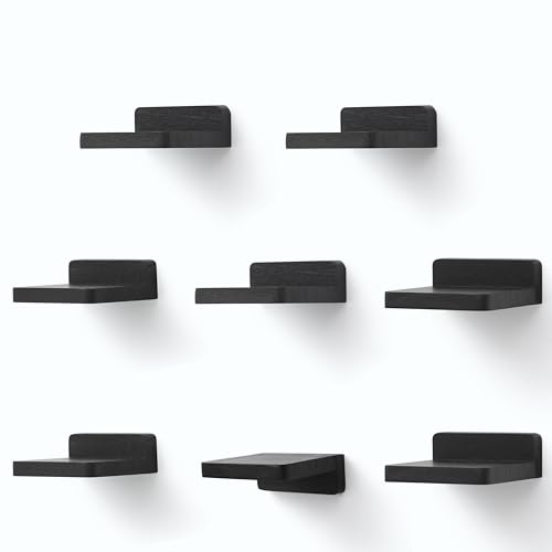 PHOENANCEE kleine schwebende Regale für Wand, ８er-Set, quadratisches Holzregal, hängende Mini-Regaldekoration für Schlafzimmer, Wohnzimmer, 10.2cmX10.2X4cm(Nussbaum) von PHOENANCEE