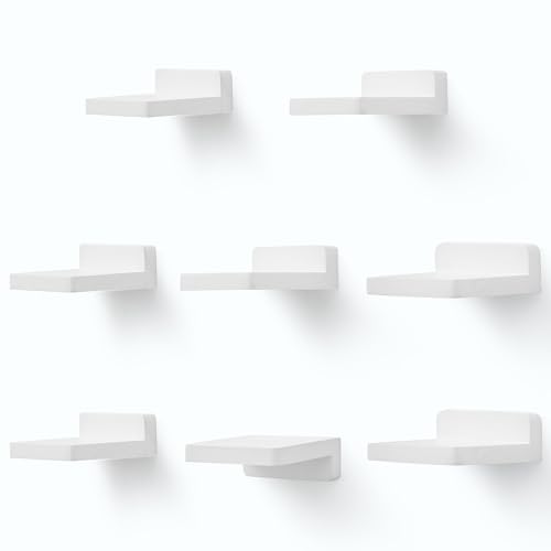 PHOENANCEE kleine schwebende Regale für Wand, ８er-Set, quadratisches Holzregal, hängende Mini-Regaldekoration für Schlafzimmer, Wohnzimmer, 10.2cmX10.2X4cm(Weiß) von PHOENANCEE
