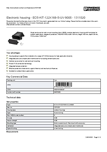 PHOENIX CONTACT ECS-KIT-122X169-S-UV-9005 1311020 Elektronikgehäuse 163.8 x 179.8 x 62.1 Polycarbonat Schwarz (RAL 9005) 1St. von PHOENIX CONTACT