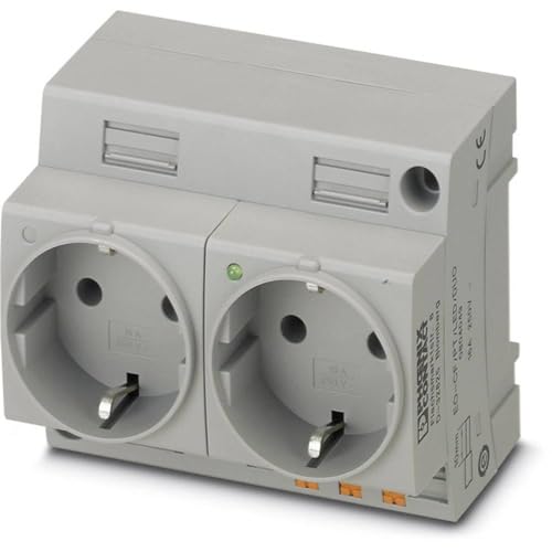 PHOENIX CONTACT EO-CF/PT/LED/DUO Doppelsteckdose, Steckgesicht Typ CE, Push-in-Federanschluss, Leuchtanzeige, 136.000g, Grau, 2 Stück PHOENIX CONTACT EO-CF/PT/LED/DUO Doppelsteckdose, Steckgesicht Typ CE, Push-in-Federanschluss, Leuchtanzeige, 136.000g, Grau, 2 Stück von PHOENIX CONTACT
