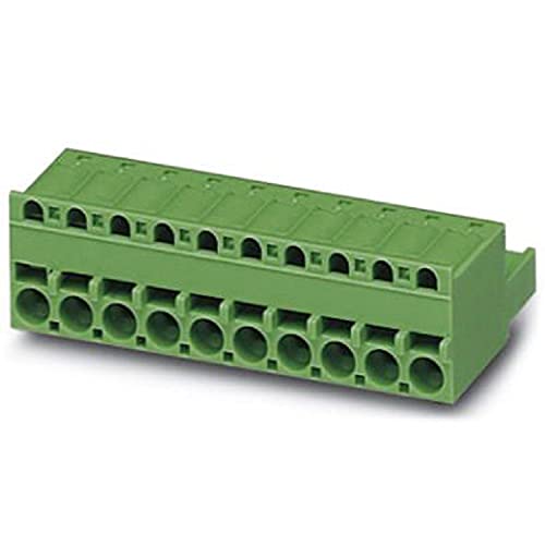PHOENIX CONTACT FKCS 2.5/10-ST Leiterplattensteckverbinder, 12A, 320V, 10 Polzahl Pro Reihe, 10 Anzahl der Potenziale, 10 Anzahl der Anschlüsse, 5mm Rastermaß, Grün, 50 Stück von PHOENIX CONTACT