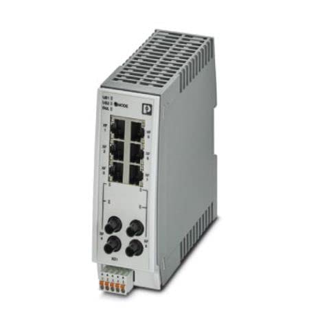 PHOENIX CONTACT FL SWITCH 2206-2FX ST Managed Switch 2000, 6 RJ45-Ports 10/100 MBit/s, 2 ST-Multimode 100 MBit/s, Schutzart: IP20, PROFINET Conformance-Class B von PHOENIX CONTACT