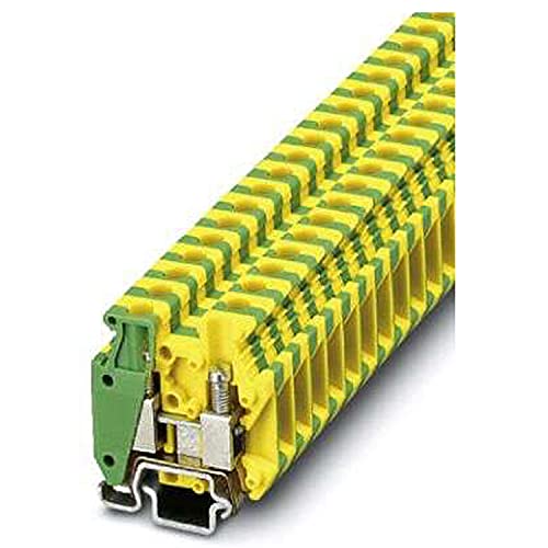 PHOENIX CONTACT MBK 5/E-Z-PE Mini Schutzleiterklemme, Schraubanschluss, 2 Anschlüsse, 0.2mm²-6 mm² Querschnitt, 24-10 AWG, 6.2 mm Breite, Grün/Gelb, 50 Stück von PHOENIX CONTACT