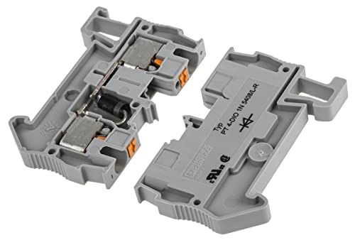 PHOENIX CONTACT PT 4-DIO 1N 5408/L-R Bauelementreihenklemme mit Integrierter Diode 1N5408, Grau, 800 V, 1.5 A, Push-in-Anschluss, 0,2 mm² - 6 mm² Querschnitt, 56 mm Länge, 6.2 mm Breite, 50 Stück von PHOENIX CONTACT