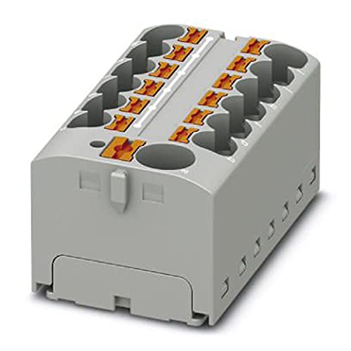 PHOENIX CONTACT PTFIX 10/12X4-G GY Verteilerblock, Intern Gebrückt, 450 V, 32 A, Anzahl der Anschlüsse 13, Querschnitt 0,2 mm² - 6 mm², AWG 24 - 10, Breite 46,3 mm, Höhe 22,7 mm, Grau, 8 Stück von PHOENIX CONTACT