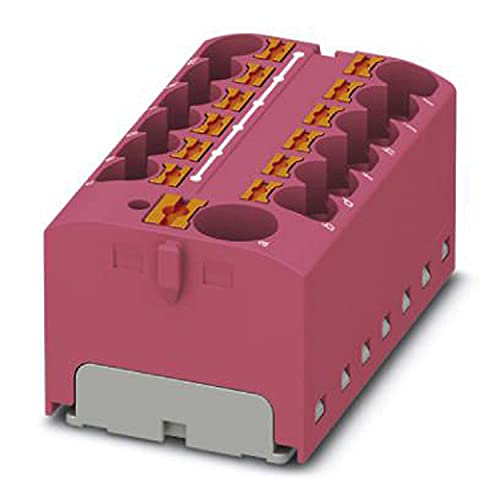 PHOENIX CONTACT PTFIX 10/12X4-G PK Verteilerblock, Intern Gebrückt, 450 V, 32 A, Anzahl der Anschlüsse 13, Querschnitt 0,2 mm² - 6 mm², AWG 24 - 10, Breite 46,3 mm, Höhe 22,7 mm, Pink, 8 Stück von PHOENIX CONTACT