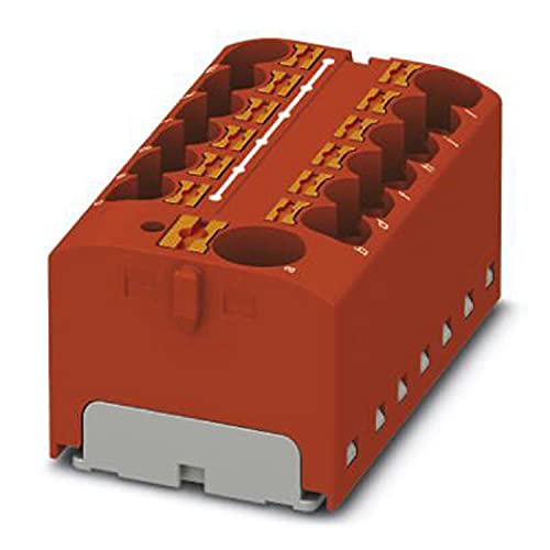 PHOENIX CONTACT PTFIX 10/12X4-G RD Verteilerblock, Intern Gebrückt, 450 V, 32 A, Anzahl der Anschlüsse 13, Querschnitt 0,2 mm² - 6 mm², AWG 24 - 10, Breite 46,3 mm, Höhe 22,7 mm, Rot, 8 Stück von PHOENIX CONTACT