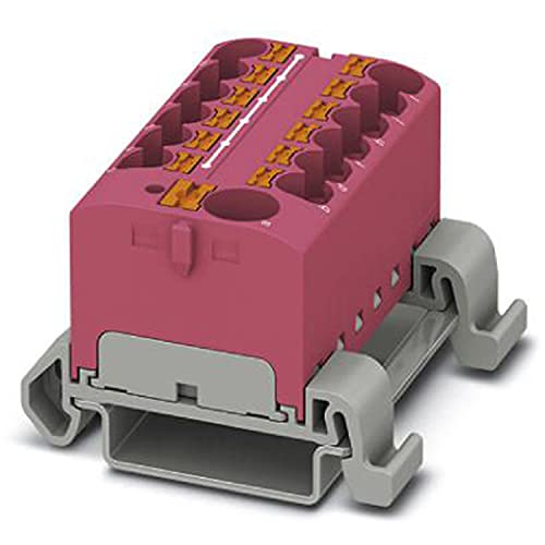 PHOENIX CONTACT PTFIX 10/12X4-NS35A PK Verteilerblock, 800 V, 32 A, Anzahl der Anschlüsse 13, Querschnitt 0,2 mm² - 6 mm², AWG 24 - 10, Breite 46,3 mm, Pink, 8 Stück von PHOENIX CONTACT