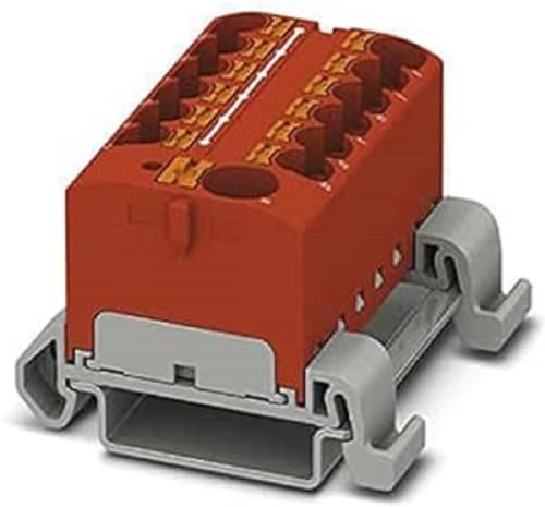 PHOENIX CONTACT PTFIX 10/12X4-NS35A RD Verteilerblock, 800 V, 32 A, Anzahl der Anschlüsse 13, Querschnitt 0,2 mm² - 6 mm², AWG 24 - 10, Breite 46,3 mm, Rot, 8 Stück von PHOENIX CONTACT