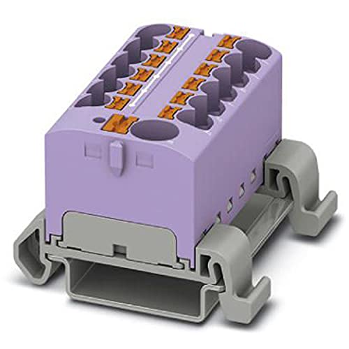 PHOENIX CONTACT PTFIX 10/12X4-NS35A VT Verteilerblock, 800 V, 32 A, Anzahl der Anschlüsse 13, Querschnitt 0,2 mm² - 6 mm², AWG 24 - 10, Breite 46,3 mm, Violett, 8 Stück von PHOENIX CONTACT