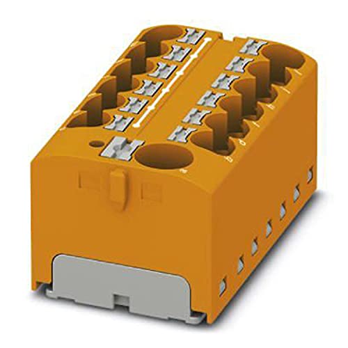 PHOENIX CONTACT PTFIX 10/12X4 OG Verteilerblock, 450 V, 32 A, Anzahl der Anschlüsse 13, Querschnitt 0,2 mm² - 6 mm², AWG 24 - 10, Breite 46,3 mm, Höhe 21,7 mm, Orange, 8 Stück von PHOENIX CONTACT