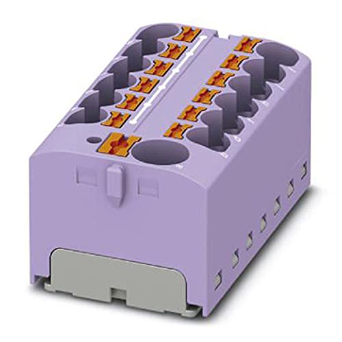 PHOENIX CONTACT PTFIX 10/12X4 VT Verteilerblock, 450 V, 32 A, Anzahl der Anschlüsse 13, Querschnitt 0,2 mm² - 6 mm², AWG 24 - 10, Breite 46,3 mm, Höhe 21,7 mm, Violett, 8 Stück von PHOENIX CONTACT