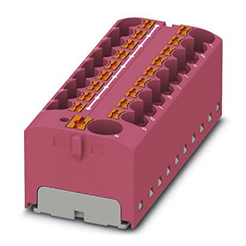 PHOENIX CONTACT PTFIX 10/18X4-G PK Verteilerblock, Intern Gebrückt, 450 V, 32 A, Anzahl der Anschlüsse 19, Querschnitt 0,2 mm² - 6 mm², AWG 24 - 10, Breite 64,8 mm, Höhe 22,7 mm, Pink, 8 Stück von PHOENIX CONTACT