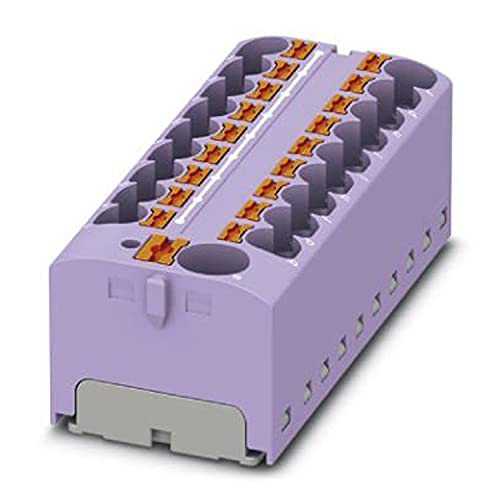 PHOENIX CONTACT PTFIX 10/18X4 VT Verteilerblock, 450 V, 32 A, Anzahl der Anschlüsse 19, Querschnitt 0,2 mm² - 6 mm², AWG 24 - 10, Breite 64,8 mm, Höhe 21,7 mm, Violett, 8 Stück von PHOENIX CONTACT