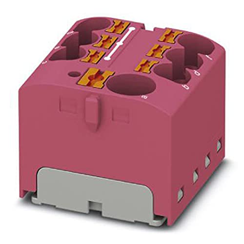 PHOENIX CONTACT PTFIX 10/6X4-G PK Verteilerblock, Intern Gebrückt, 450 V, 32 A, Anzahl der Anschlüsse 7, Querschnitt 0,2 mm²-6 mm², AWG 24-10, Breite 27,9 mm, Höhe 22,7 mm, Pink, 8 Stück von PHOENIX CONTACT