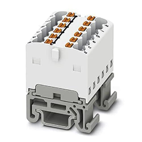 PHOENIX CONTACT PTFIX 12X1,5-NS15A WH Verteilerblock, Intern Gebrückt, 500 V, 17,5 A, Anzahl der Anschlüsse 12, Querschnitt 0,14 mm²-2,5 mm², AWG 26-14, Breite 24,9 mm, Weiß, 20 Stück von PHOENIX CONTACT