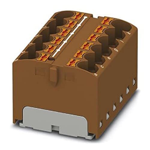 PHOENIX CONTACT PTFIX 12X4 BN Verteilerblock, Intern Gebrückt, 450 V, 32 A, Anzahl der Anschlüsse 12, Querschnitt 0,2 mm²-6 mm², AWG 24-10, Breite 36,9 mm, Höhe 21,7 mm, Braun, 8 Stück von PHOENIX CONTACT