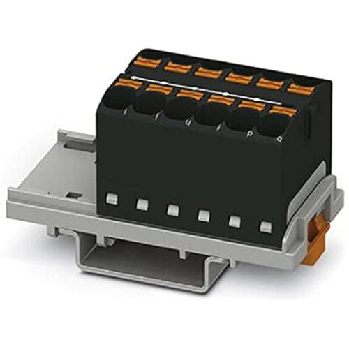 PHOENIX CONTACT PTFIX 12X4-NS35 BK Verteilerblock, Block mit senkrechter Ausrichtung, 800 V, 32 A, Anzahl der Anschlüsse 12, Querschnitt 0,2 mm²-6 mm², AWG 24-10, Breite 28,6 mm, Schwarz, 8 Stück von PHOENIX CONTACT