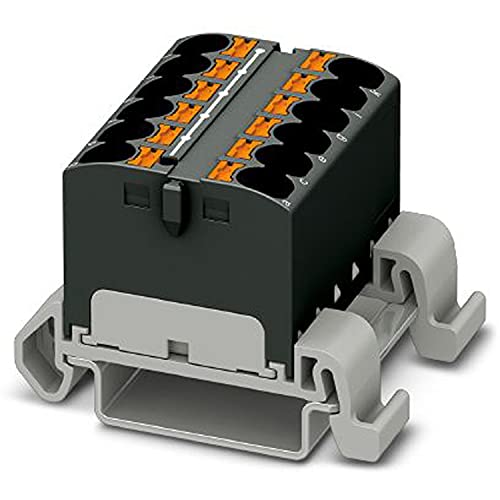 PHOENIX CONTACT PTFIX 12X4-NS35A BK Verteilerblock, Block mit waagerechter Ausrichtung, 800 V, 32 A, Anzahl der Anschlüsse 12, Querschnitt 0,2 mm²-6 mm², AWG 24-10, Breite 36,9 mm, Schwarz, 8 Stück von PHOENIX CONTACT