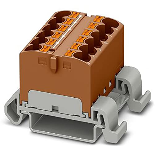 PHOENIX CONTACT PTFIX 12X4-NS35A BN Verteilerblock, Block mit waagerechter Ausrichtung, 800 V, 32 A, Anzahl der Anschlüsse 12, Querschnitt 0,2 mm²-6 mm², AWG 24-10, Breite 36,9 mm, Braun, 8 Stück von PHOENIX CONTACT