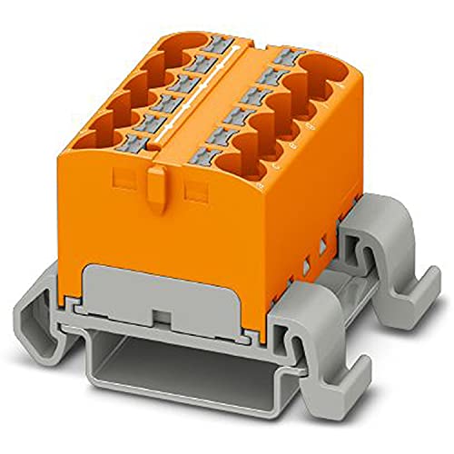 PHOENIX CONTACT PTFIX 12X4-NS35A OG Verteilerblock, Block mit waagerechter Ausrichtung, 800 V, 32 A, Anzahl der Anschlüsse 12, Querschnitt 0,2 mm²-6 mm², AWG 24-10, Breite 36,9 mm, Orange, 8 Stück von PHOENIX CONTACT